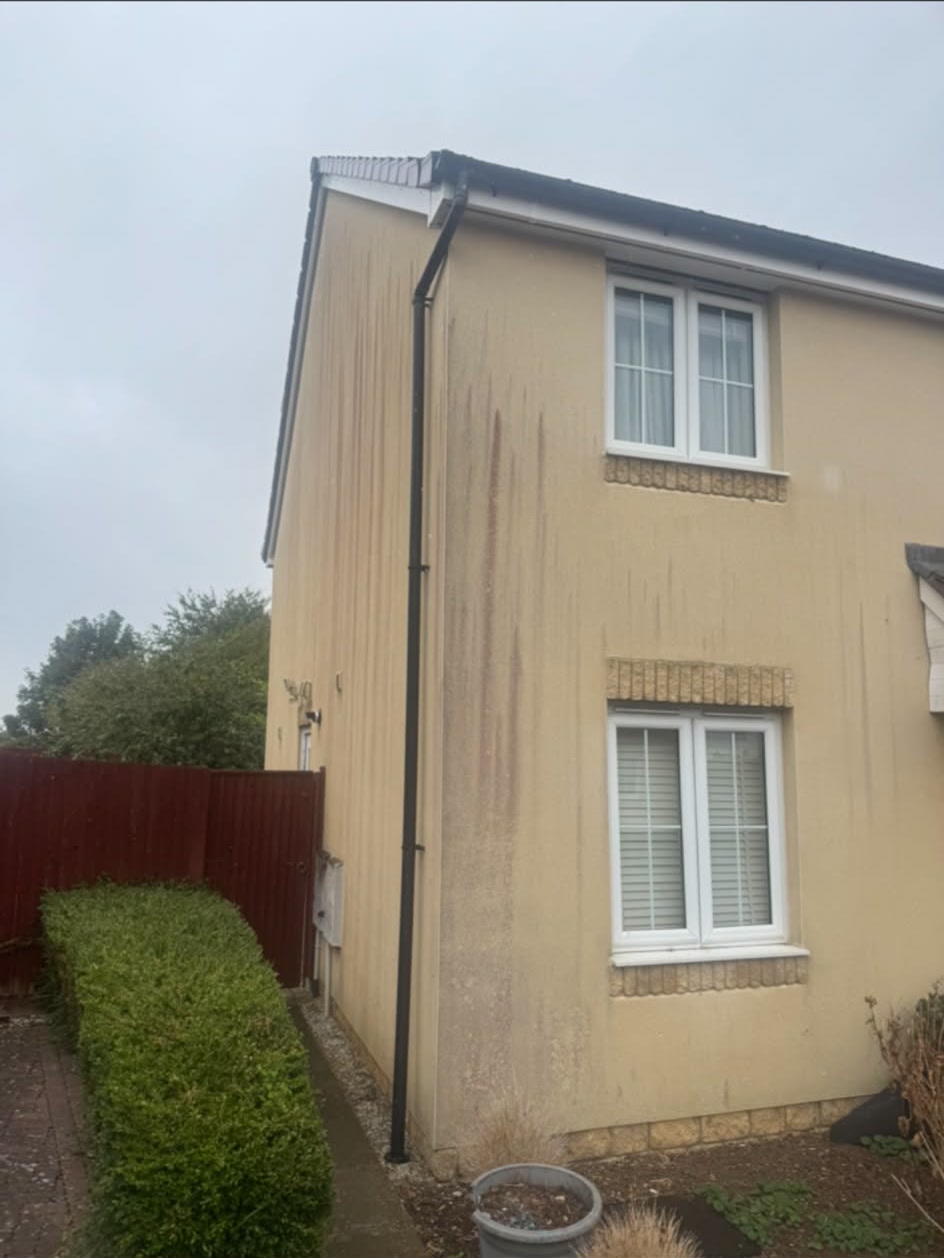 Exterior wall before professional spray finishing